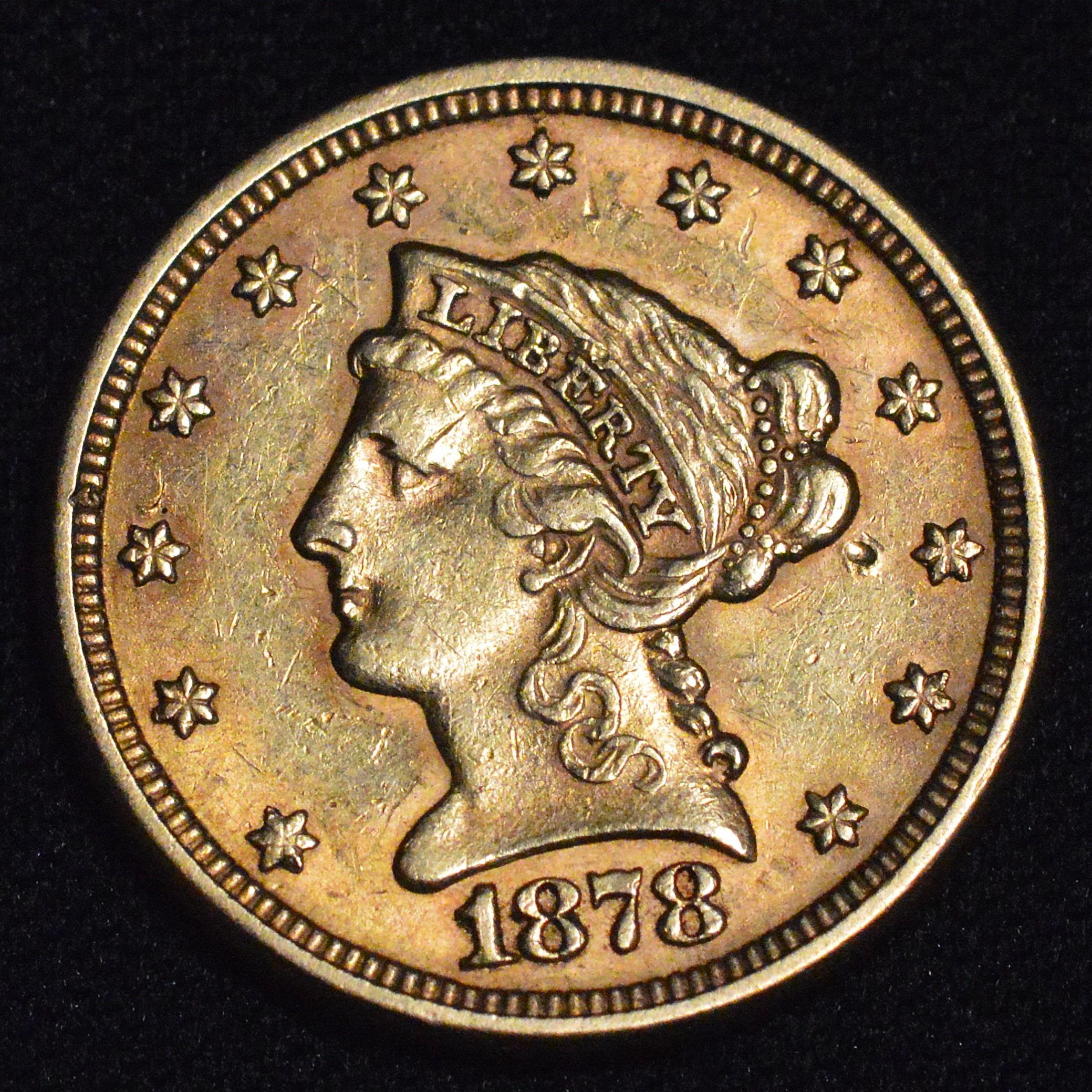 1878 $2.5 Gold Dollar Beautiful Toned Gold Both Sides!