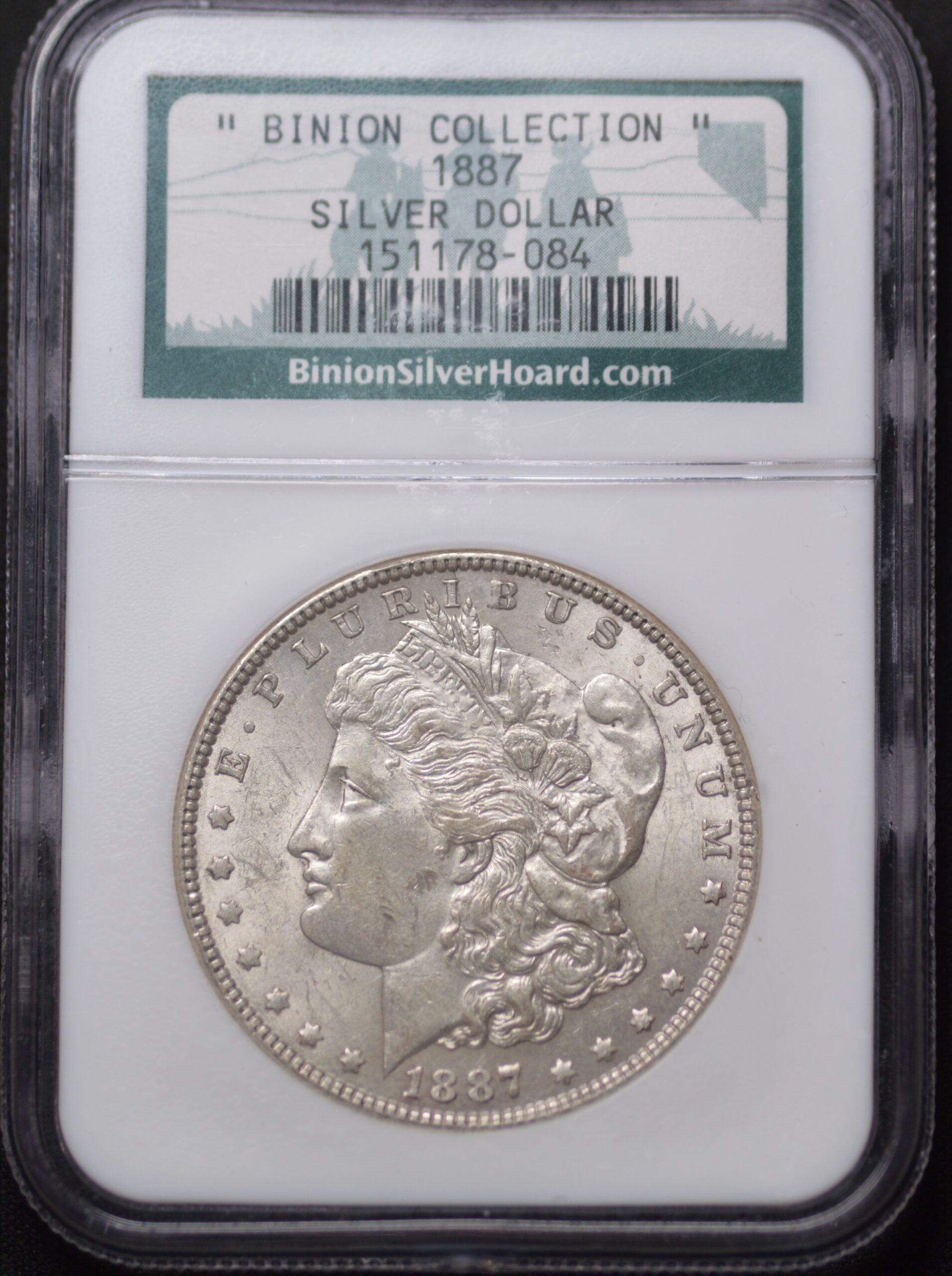 1887 Silver Morgan Dollar NGC Uncirculated Binion Hoard Very Unique!