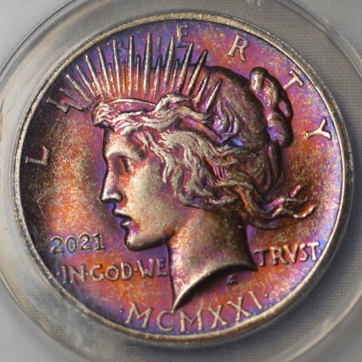 1921/2021 Peace Dollar - Carr Broken Sword ANACS AU58 Token GORGEOUS SILVER!