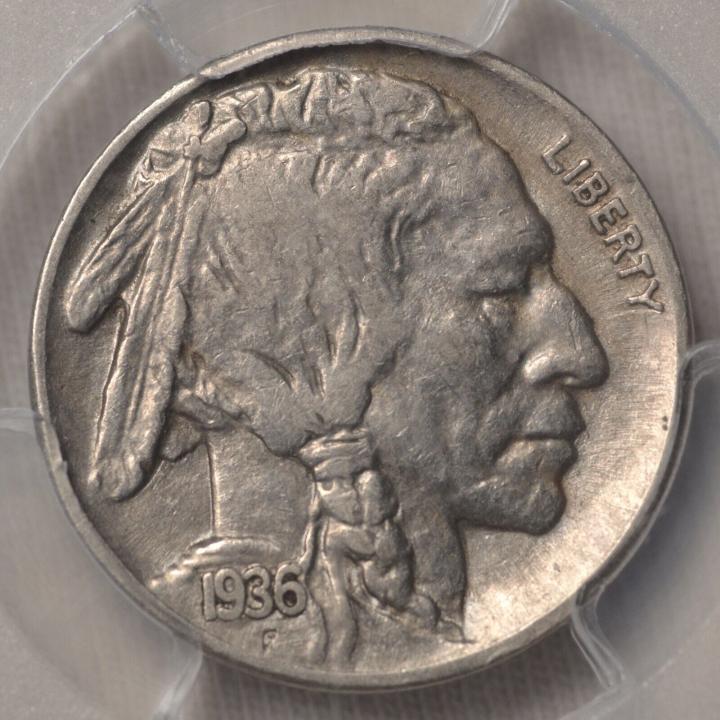 1936-S/S BUFFALO NICKEL AU50 PCGS ! Amazing Strike good reverse Luster ..