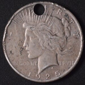 1925 Peace Dollar with a Hole! Good for Jewelry / Necklace / Pendant 90% Silver *Just Missing a Little!*