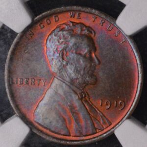 1919-P Lincoln Wheat Cent NGC MS64 MONSTER FUSIA BROWN (WITH PURPLES!)