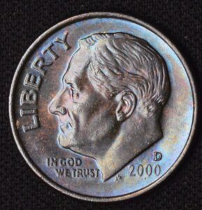 2000-D Roosevelt Dime Blasting Blueberry Frost!