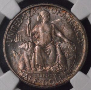 1935-S San Diego, California Pacific International Exposition Half Dollar NGC MS-66 (CAC Green Bean) (Toned)