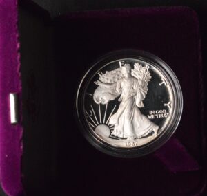 1987 Proof American Silver Eagle in Original Government Packaging OGP Purple Velvet