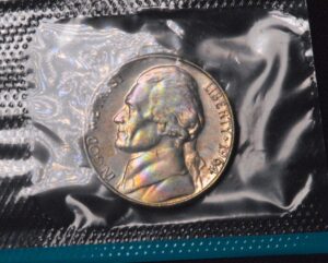 FABULOUS 1964 JEFFERSON NICKEL PASTEL RAINBOW COLORS!