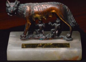 Romulus & Remus Shewolf Copper Statue Made in Rome, Italy VINTAGE