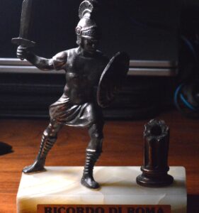 GORGEOUS ANTIQUE BRONZE ROMAN SOLDIER ON HARD SOAP BAR
