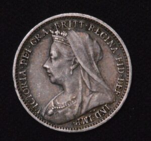 1900 Queen Victoria Veiled Head Silver Maundy Penny VF