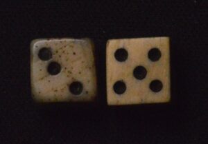 Authentic Civil War Era Pair Bone (Bovine) Dice 1/4"