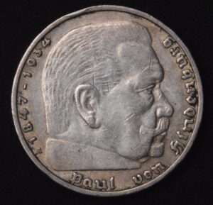 German Silver 5 Mark Paul Von Hindenburg