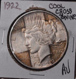 1922-P Peace Dollar Gorgeous Cross Toning (VERY RARE TONING PATTERN)!