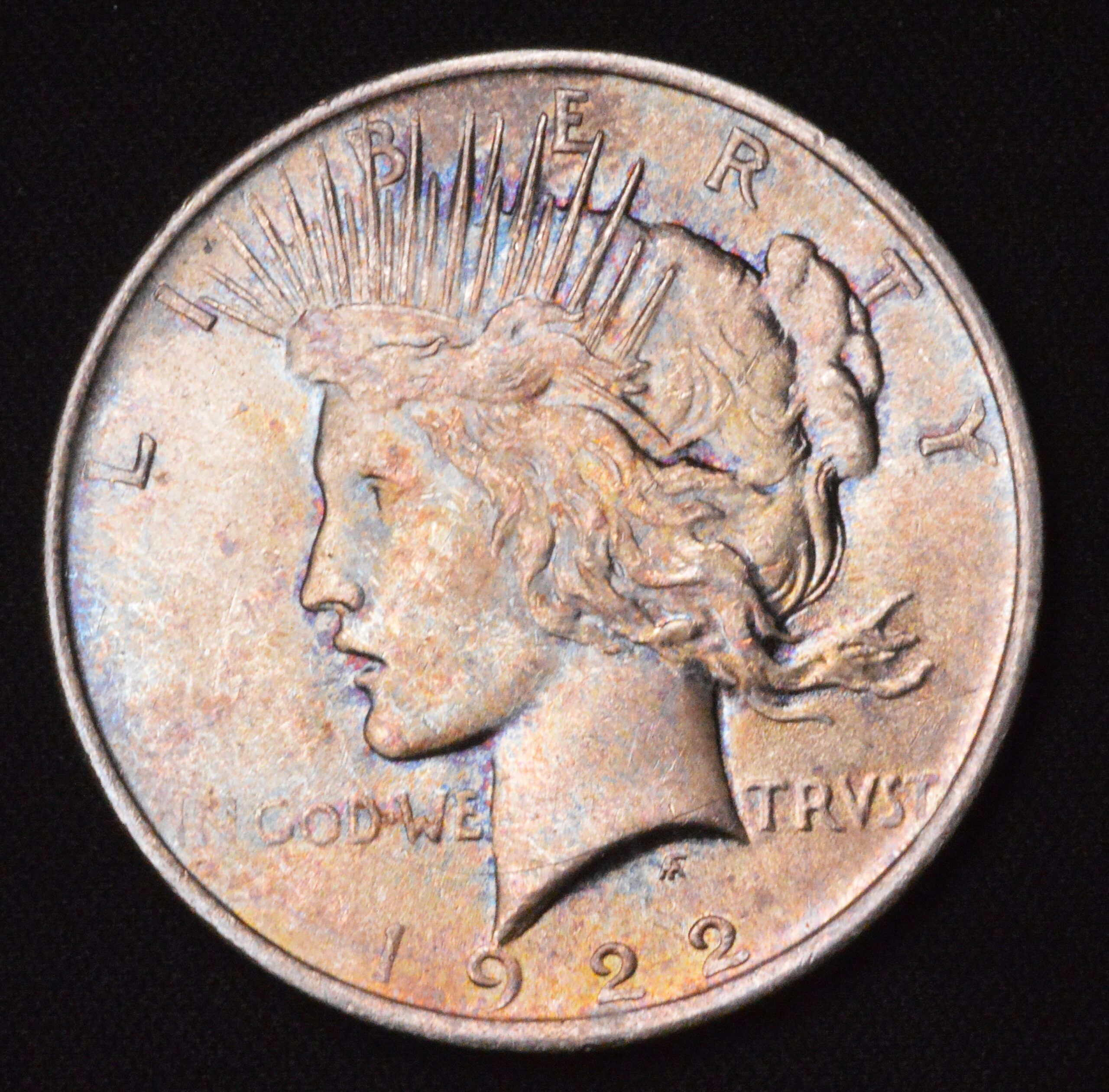 1922 Peace Dollar ORIGINAL RAINBOW TONING! VAM 2AN Super RARE VAM! BU!