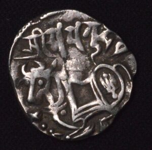 Samanta Deva Abstract Bull & Horseman Silver/Billon Drachm